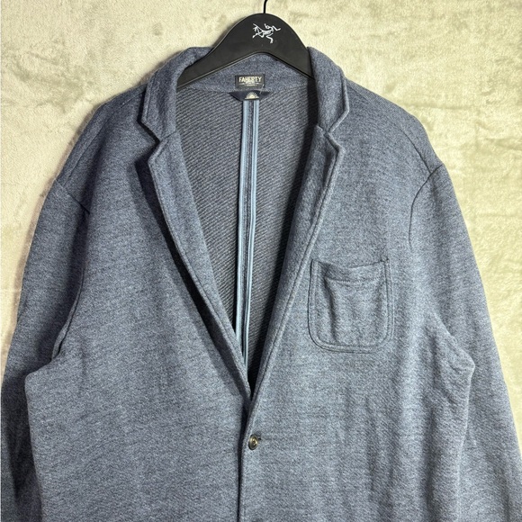 Faherty Inlet Blazer Deep Navy Cotton Blend Mens XL-Tall Utility Sport Coat